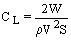 CL = (2 * W)/(rho * V**2 * S)