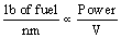 lb fuel/nm proportional to Power/V