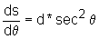 ds/d(theta) = d * sec^2 (theta)