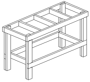Assembled work table without plywood